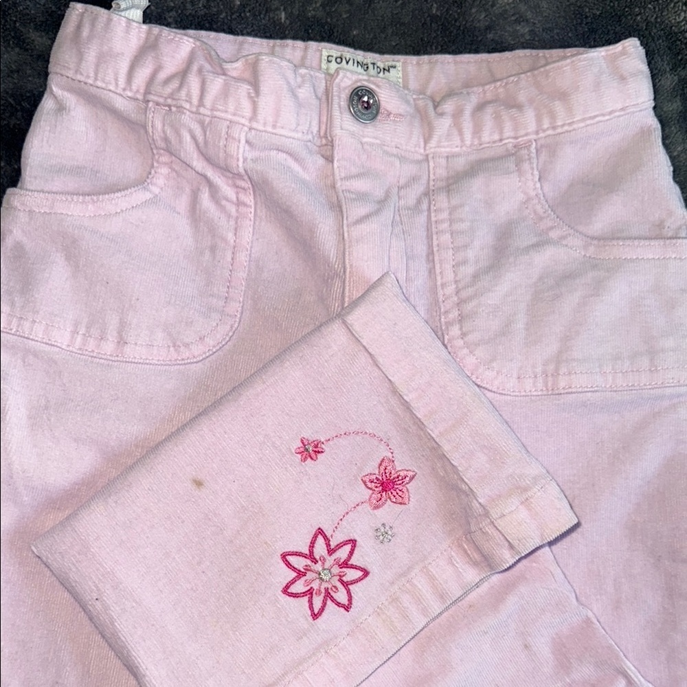 Covington Light Pink Kids Jeans with Floral Detail - Picture 4 of 5